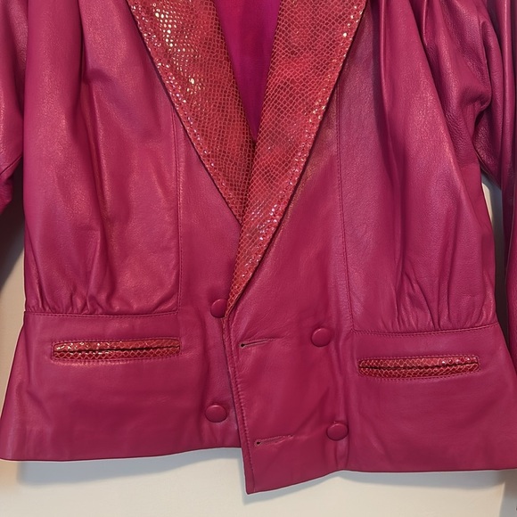 H&H Leather Vintage Pink and Red Jacket, Size 10 - Picture 4 of 13